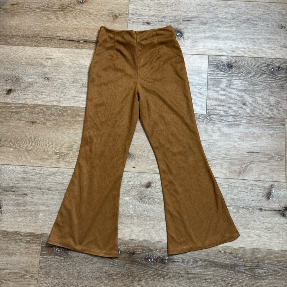 I.n. Girl brown tan suede high waist flare pants - Picture 6 of 6
